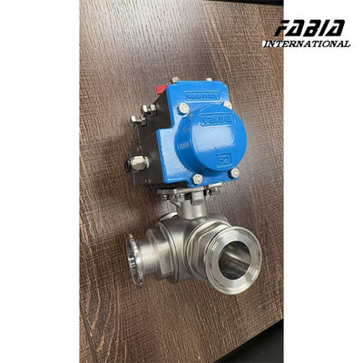 KF50 Pneumatic Stainless Three Way Ball Valve L Type Quick Installation