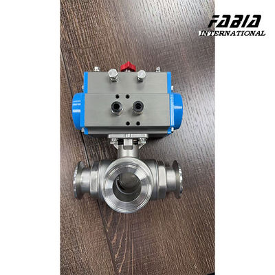 KF50 Pneumatic Stainless Three Way Ball Valve L Type Quick Installation